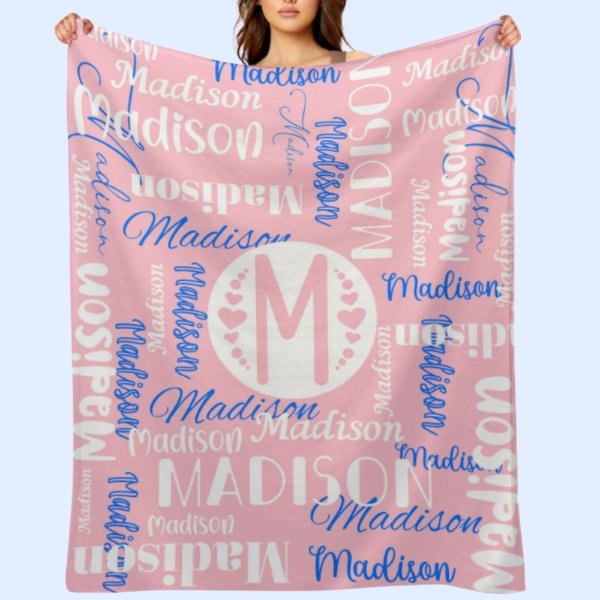 Free Shipping✈️Multicolor Unisex Name Personalized Custom Blanket - Perfect for Birthday Gifts - OLESA