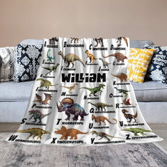 Free Shipping✈️Name Custom Dinosaur Blanket - Gifts for Kids - OLESA
