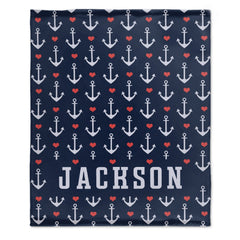 Free Shipping✈️Nautical Anchor and Heart Name Custom Blanket - OLESA