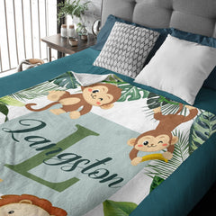 Free shipping✈️Personalized Baby Blankets for Boys Girls - Jungle Bulletin, Names of Our Friends - OLESA