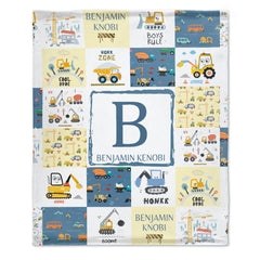 Free shipping✈️Personalized Baby Blankets for Boys With Name - Cartoon Car Newborn Nursery Gift - OLESA
