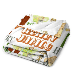 Free shipping✈️Personalized Baby Blankets for Boys with Name, Custom Animal - Gift Baby, Cute Monkey, Turtle, Lion And Elephant Jungle Blanket - OLESA