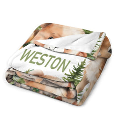 Free shipping✈️Personalized Baby Blankets With Name, Woodland Animal Photo Blanket - OLESA