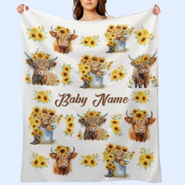 Free Shipping✈️Personalized Cow Print Blanket - Gifts for Newborn - OLESA