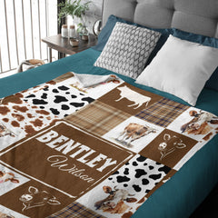 Free shipping✈️Personalized Cowboy Baby Blanket with Name - OLESA