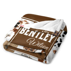 Free shipping✈️Personalized Cowboy Baby Blanket with Name - OLESA
