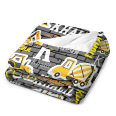 Free Shipping✈️Personalized Custom Name Construction Blanket - Gift for Kids - OLESA