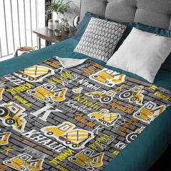 Free Shipping✈️Personalized Custom Name Construction Blanket - Gift for Kids - OLESA