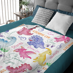 Free Shipping✈️Personalized Dinosaur Blanket Baby - Shower Gift - OLESA