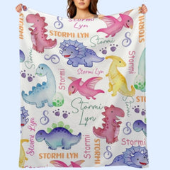 Free Shipping✈️Personalized Dinosaur Blanket Baby - Shower Gift - OLESA