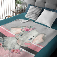 Free Shipping✈️Personalized Floral Elephant Blanket - Customized Name Gift - OLESA