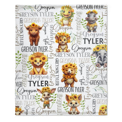 Free Shipping✈️Personalized Forest Animal Name Custom Blanket - OLESA