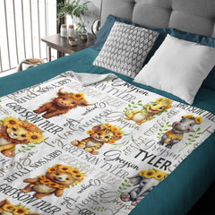 Free Shipping✈️Personalized Forest Animal Name Custom Blanket - OLESA