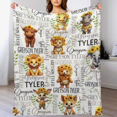 Free Shipping✈️Personalized Forest Animal Name Custom Blanket - OLESA