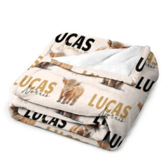 Free Shipping✈️Personalized Highland Cow Brown Blanket - Gift Ideas for Kids - OLESA