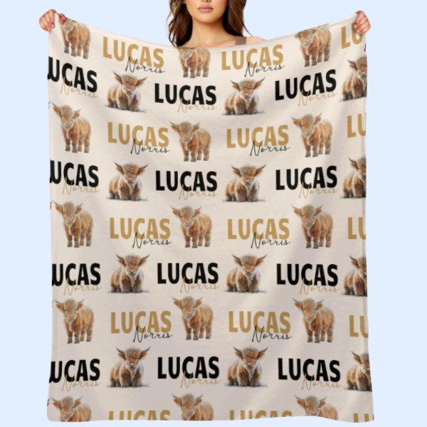 Free Shipping✈️Personalized Highland Cow Brown Blanket - Gift Ideas for Kids - OLESA