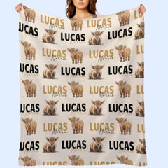 Free Shipping✈️Personalized Highland Cow Brown Blanket - Gift Ideas for Kids - OLESA