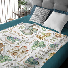 Free Shipping✈️Personalized Name Dragon Castle Baby Blanket - OLESA