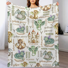 Free Shipping✈️Personalized Name Dragon Castle Baby Blanket - OLESA
