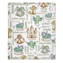 Free Shipping✈️Personalized Name Dragon Castle Baby Blanket - OLESA