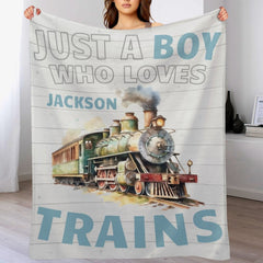 Free Shipping✈️Personalized Name Train Blanket for Boys - OLESA
