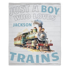 Free Shipping✈️Personalized Name Train Blanket for Boys - OLESA