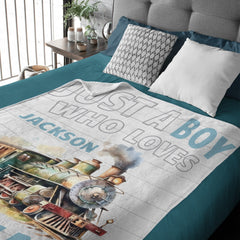 Free Shipping✈️Personalized Name Train Blanket for Boys - OLESA