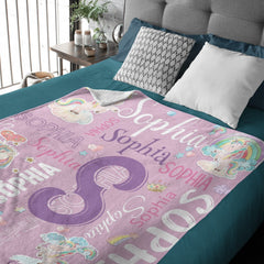 Free Shipping✈️Personalized Unicorn Blanket for Girls Name Blankets - OLESA
