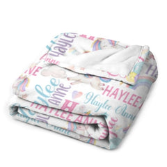 Free Shipping✈️Rainbow Unicorn Name Custom Blanket - OLESA