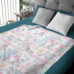 Free Shipping✈️Rainbow Unicorn Name Custom Blanket - OLESA