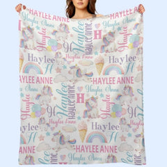 Free Shipping✈️Rainbow Unicorn Name Custom Blanket - OLESA