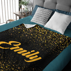 Free Shipping✈️Sparkling Gold Glitter Personalized blanket with Name - Birthday Anniversary Gift - OLESA