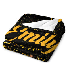 Free Shipping✈️Sparkling Gold Glitter Personalized blanket with Name - Birthday Anniversary Gift - OLESA