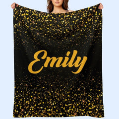 Free Shipping✈️Sparkling Gold Glitter Personalized blanket with Name - Birthday Anniversary Gift - OLESA