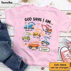 Gifts For Grandson Construction Machines God Say I Am ...T Shirt For Kids - OLESA