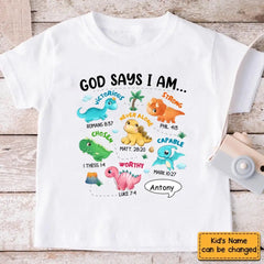 Gifts For Grandson Dinosaur God Say I Am ...T Shirt For Kids - OLESA