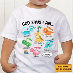 Gifts For Grandson Dinosaur God Say I Am ...T Shirt For Kids - OLESA