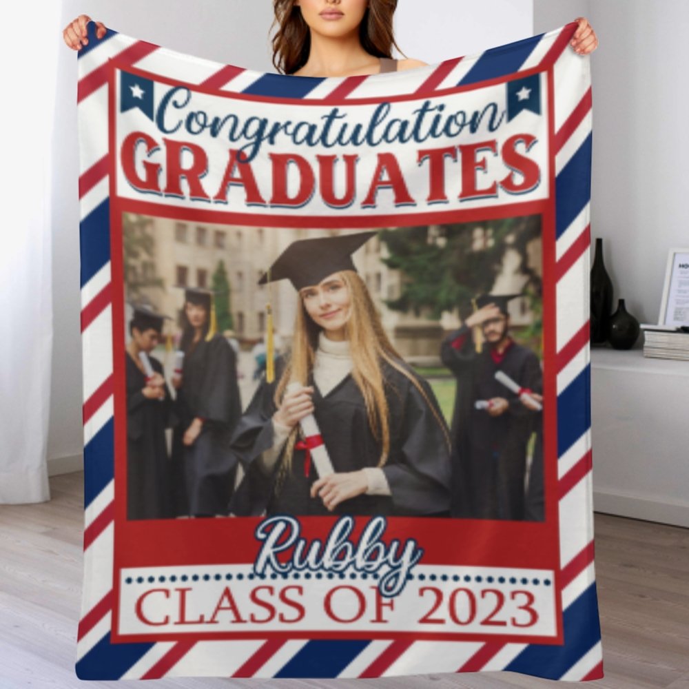 Graduation Gift - Personalized Name Picture Customized Blanket - ARNOVIC