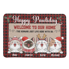 Happy Pawliday - Welcome To Our Home (Cats) - Personalized Decorative Mat, Doormat - ARNOVIC