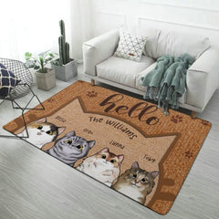 Hello Human, Welcome To Our Home - Cat Personalized Custom Decorative Mat - Gift For Pet Owners, Pet Lovers - OLESA