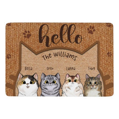Hello Human, Welcome To Our Home - Cat Personalized Custom Decorative Mat - Gift For Pet Owners, Pet Lovers - OLESA
