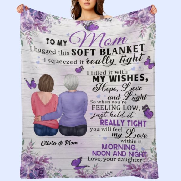 Hold This Really Tight - Personalized Blanket - Mother's Day, Birthday Gift For Mom, Mother - From Daughter - OLESA