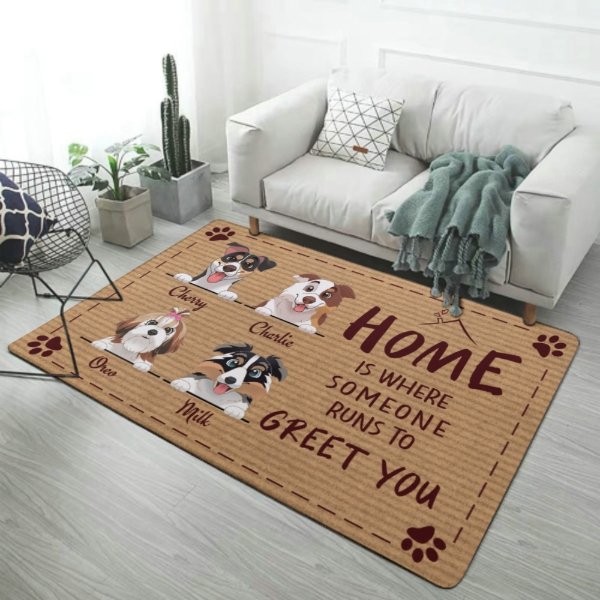 Home Is Where The Dog Runs To Greet You - Personalized Decorative Mat - OLESA
