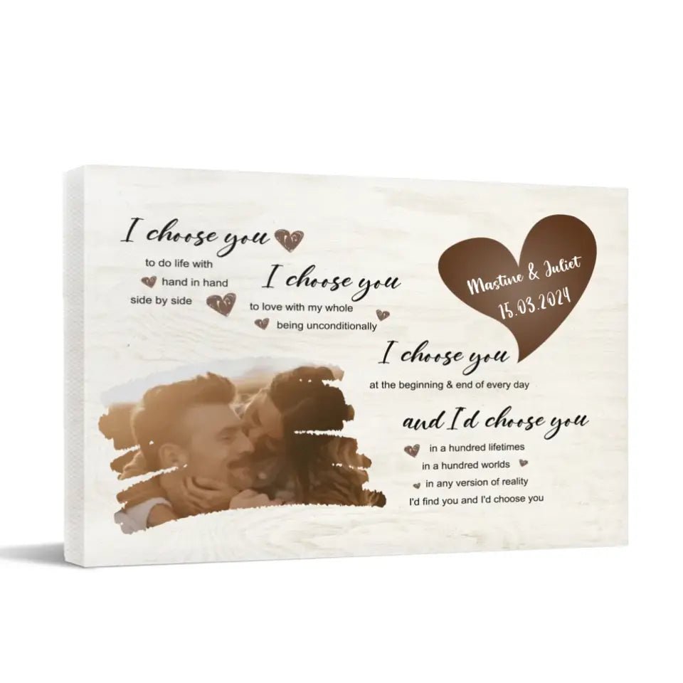 I Choose You To Do Life With Hand In Hand Side By Side - Personalized Upload Photo Custom Landscape Canvas Wall Art - OLESA