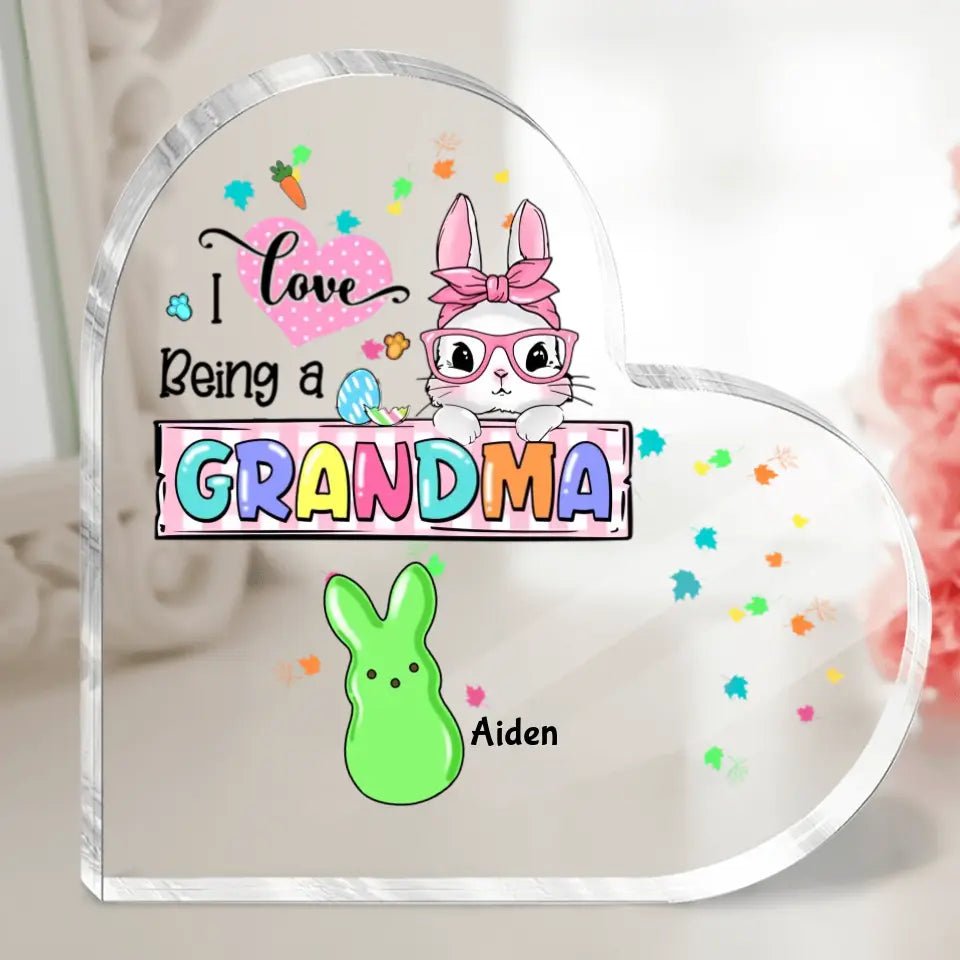 I Love Being A Grandma - Personalized Custom Heart-Shaped Acrylic Plaque - OLESA