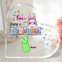 I Love Being A Grandma - Personalized Custom Heart-Shaped Acrylic Plaque - OLESA