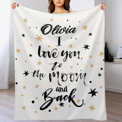 I Love You to the Moon and Back Name Custom Blanket - OLESA