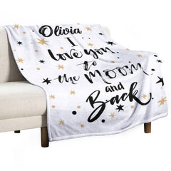 I Love You to the Moon and Back Name Custom Blanket - OLESA