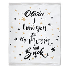 I Love You to the Moon and Back Name Custom Blanket - OLESA