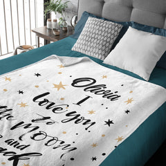 I Love You to the Moon and Back Name Custom Blanket - OLESA